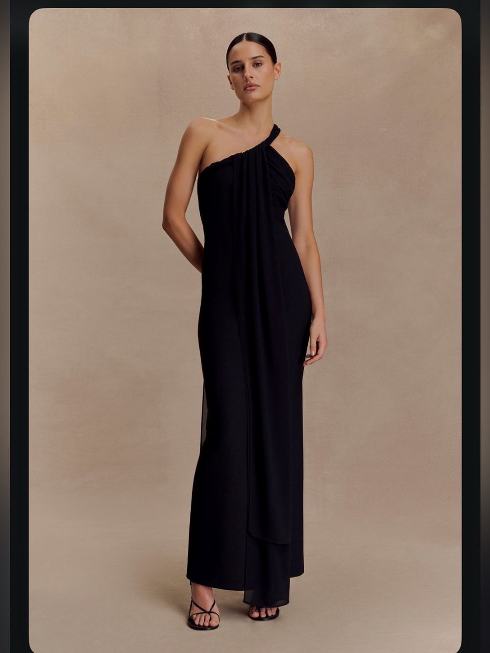 Meshki One-Shoulder Draped Maxi Dress - Black
